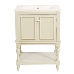 Modern Bathroom Vanity With Sink, Rectangular Cabinet With Open Shelf And Closed Storage