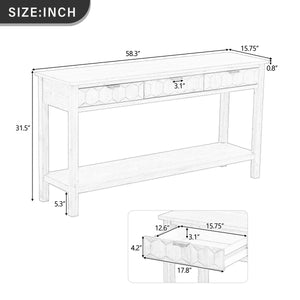 U_Style 58.3'' Fir Veneer Entryway Table with Honeycomb-patterned Fronts