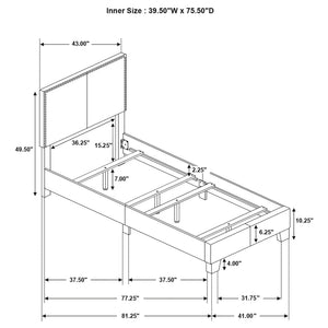 Ivory - Bed With Nailhead Trim