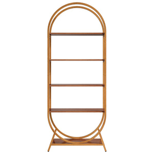 Arched 5 Tier Open Bookshelf For Office - Brown