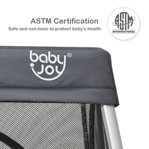 Lightweight Foldable Baby Playpen w/ Carry Bag-Dark Gray