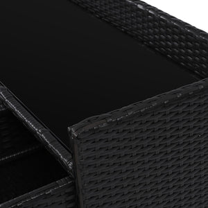 K&K 47.5"W Wicker Outdoor Storage Cabinet with Tempered Glass Top