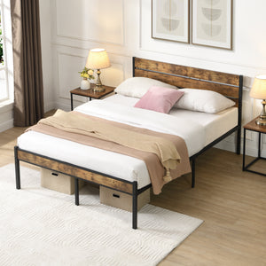 Full Size Bed Frame with Wood Headboard