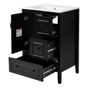 Retro Bathroom Vanity With Sink, Soft Closing Cabinet & Drawers