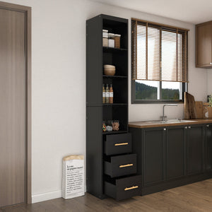 85.04" Tall Storage Cabinet with Drawer and Shelves