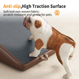 (UPGRADED) Dog Stairs for Small Dogs and Cats - Foldable Wooden Pet Ramp