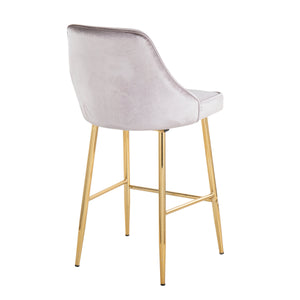 Marcel Contemporary Glam Counter Stool in Gold Metal - Set of 2