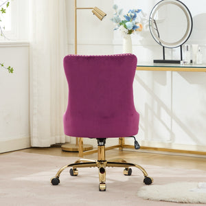 Office Chair Modern Velvet Upholstered Tufted Button (Purple)
