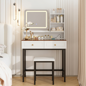 Makeup Vanity with LED Lighted Mirror