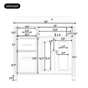 Modern Bathroom Vanity With Ceramic Sink, Freestanding