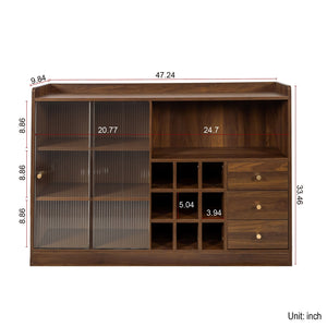Sideboard with 2 Sliding Striped Glass Doors