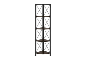 4-Tier Corner Bookshelf with Marble Look and Metal Frame