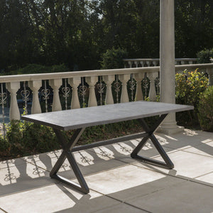Rolando Outdoor Aluminum Dining Table with Steel Frame