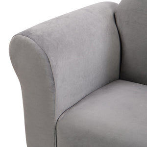 Kids Recliner Chair, Kids Upholstered Couch With Ottoman - Gray
