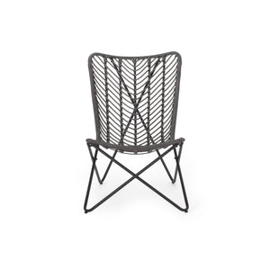 Outdoor Wicker Chair With Geometric Cross Base, Set of 2 - Gray