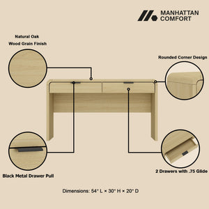 Grace - Office Desk & 2 Drawers - Oak