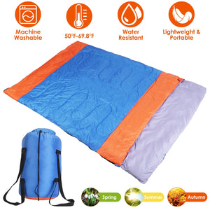 3 People Sleeping Bag for Adult Kids Lightweight Water Resistant Camping Cotton Liner Cold Warm Weather Indoor Outdoor Use 3 Season with Sack for Spri