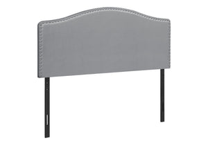 Queen Size Upholstered Gray Headboard - Transitional Style