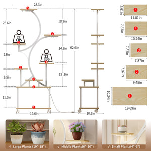 Indoor Plant Stand with Grow Lights - 62" Tall, 8 Tiered Shelf