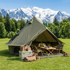 4 Season Bell Tent 9.8 FT Green Waterproof Glamping Tent
