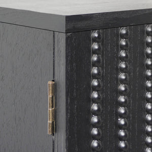 Modern Black Wood Storage Cabinet with Decorative Door