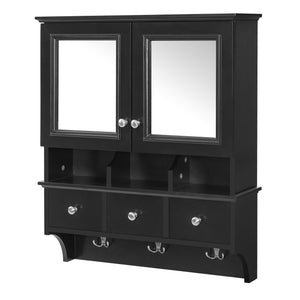 Modern Bathroom Mirror Cabinet With Drawers, Organizer Hooks, And High-Definition Mirrors