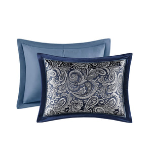 12 Piece Comforter Set with Cotton Bed Sheets Navy Queen