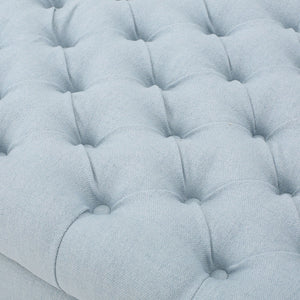 Hayes Contemporary Armed Storage Bench with Rolled Arms and Button Tufting
