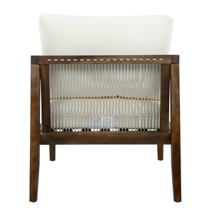 Outdoor Club Chair, Acacia Wood Frame with Rope Back, Water-Repellent