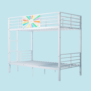 Bunk Bed, Convertible To 2 Separate Twin Size Beds & Full Length Guardrail & Ladder, No Box Spring Needed - White
