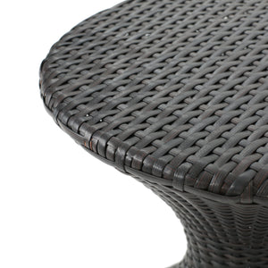 Outdoor 16-Inch Multi-Brown Wicker Hourglass Side Table