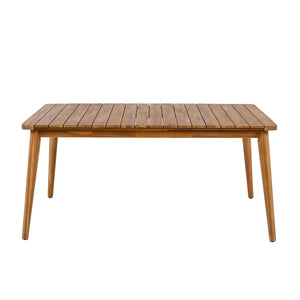 Outdoor Dining Set with Acacia Wood Table and 4 Chairs, Beige