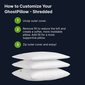 Ghostpillow Shredded - Customizable Soft Fluffy Gel Memory Foam & Siliconized Pillow