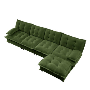 138" L Shaped Modern Sofa Modular Sectional Cloud Couch with Ottoman