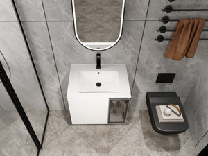 24" Wall-Mounted Bathroom Vanity With Ceramic Sink