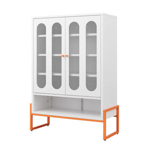 Modern Metal Shoe Cabinet With DoublebSided Doors And Adjustable Partitions