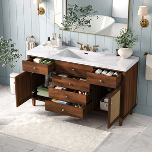 Bathroom Vanity With Sink, 5 Legs, Soft Close Drawers