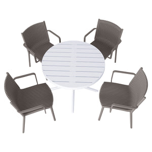 4 Modern Stackable Plastic Armchair Matched With Round Table