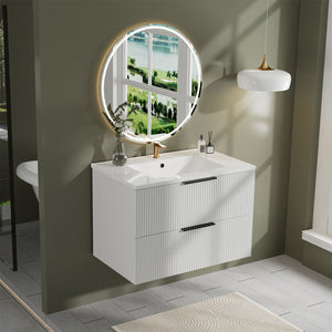 Modern Wall Mounted Floating Bathroom Vanity With Sink And Drawers
