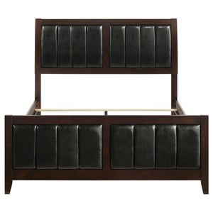 Queen Panel Bed With Upholstered Headboard And Footboard - Brown