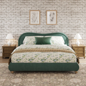 King Size Upholstered Platform Bed Frame with Rounded Corners