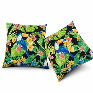 4 Pack Outdoor Pillow Covers 18x18 Inch - Toucan Paradise