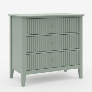 Fluted 3 Drawer Nightstand With Soft Close Slides