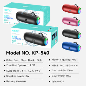 KP-540 Best-Selling Portable Bluetooth Speaker Outdoor Sports-Ready Waterproof With Carry Strap RGB Lights Supports Memory Card Playback In Stock