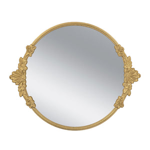19x16x1" Round Mirror Tray with Gold Leaf Detailing