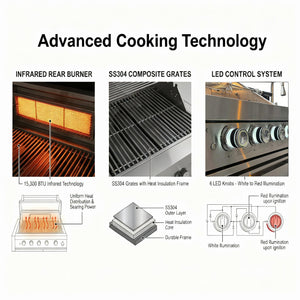 75300 BTU 6 Burners Deluxe Stainless Steel Gas Outdoor Kitchen Barbecue Island Grill