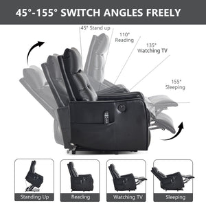 Black PU Single Motor Power Lift Recliner Chair