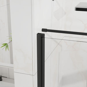 Corner Shower Enclosure, Frameless Pivot Door - Matte Black