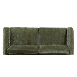 89"L Chenille Sofa with Wooden Legs – Olive