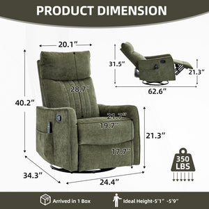 Green Heat Massage Manual Recliner Chair